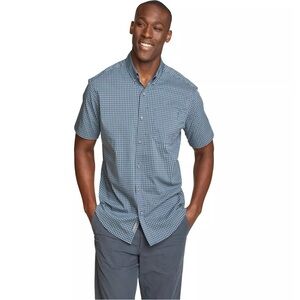 Eddie Bauer Sport Men’s Short Sleeve Sport Shirt Blue Plaid Size Large